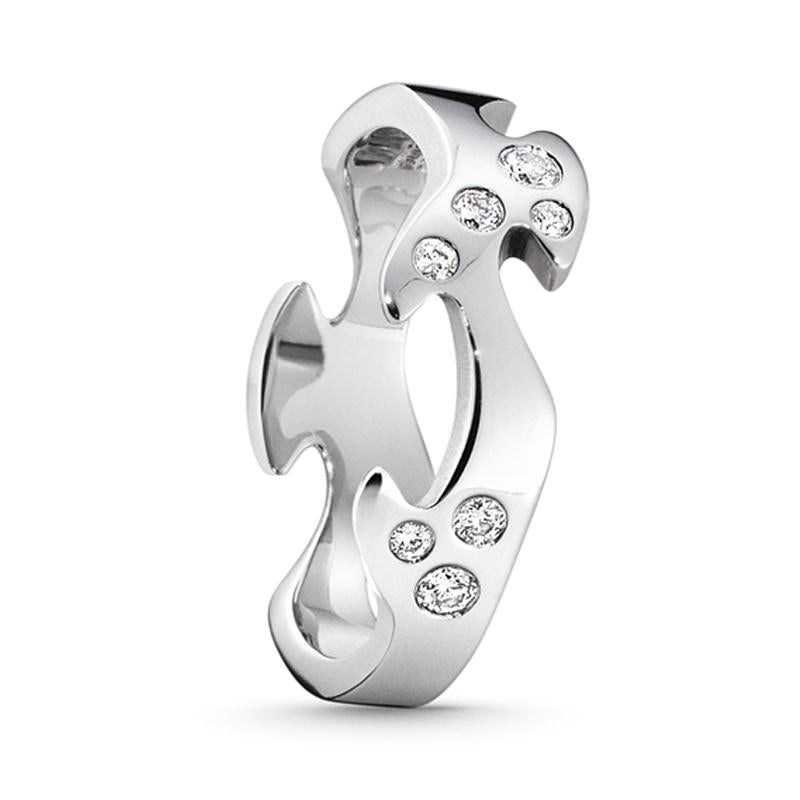 Georg Jensen Fusion 18ct White Gold Diamond Studded Centre Ring - 57