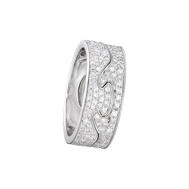 Georg Jensen Fusion 18ct White Gold Diamond Two Piece Ring - 59