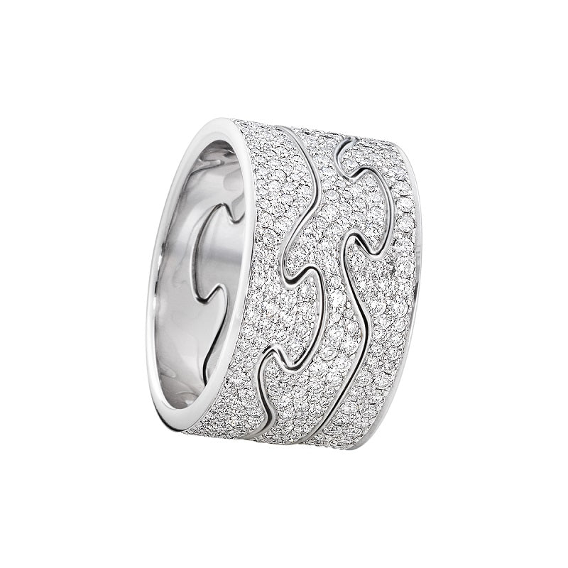 Georg Jensen Fusion 18ct White Gold Diamond Three Piece Ring - 60