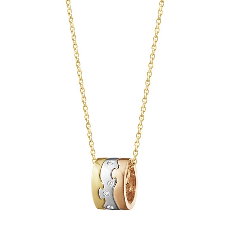 Georg Jensen Fusion 18ct Yellow, White and Rose Gold Diamond Necklace - Gold