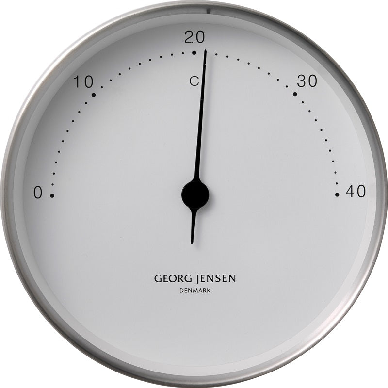 Georg Jensen Koppel Stainless Steel 10cm Thermometer White Dial - Silver