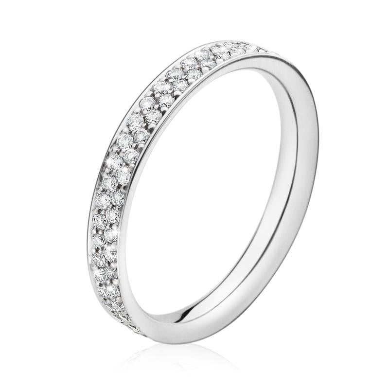 Georg Jensen Magic 18ct White Gold Pave-Set Diamond Band Ring - 58