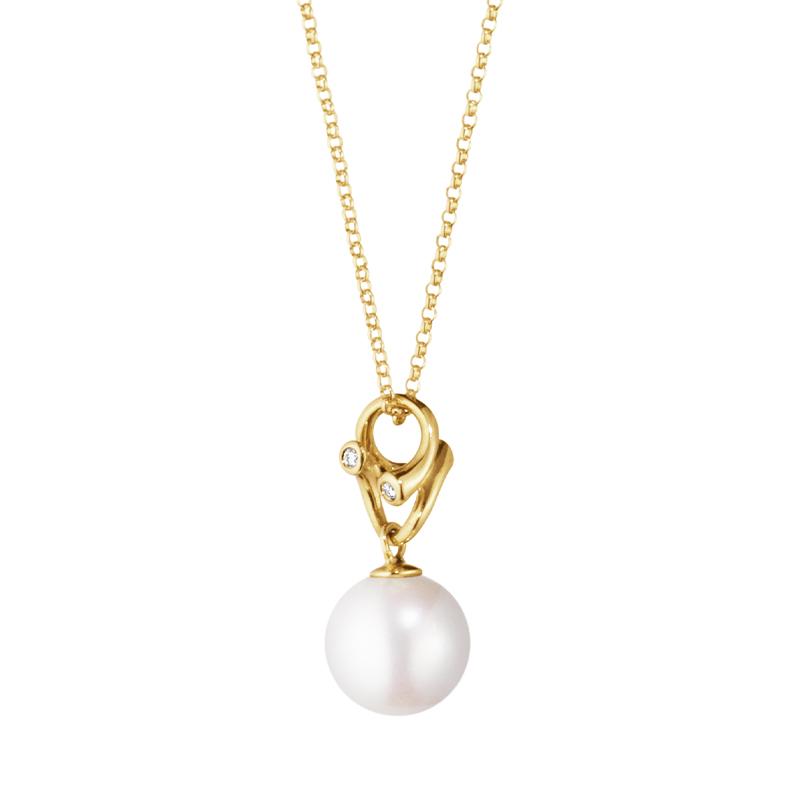 Georg Jensen Magic 18ct Yellow Gold Diamond Pearl Necklace - Yellow Gold