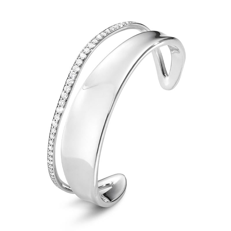 Georg Jensen Marcia Sterling Silver Diamond Bangle - L