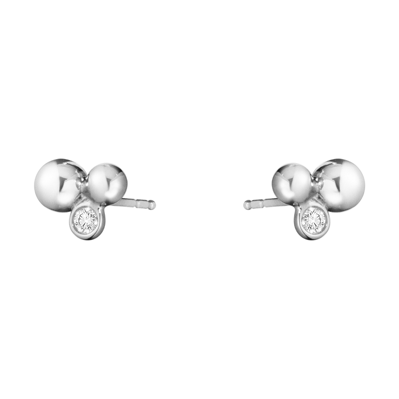 Georg Jensen Moonlight Grapes Sterling Silver Diamond Stud Earrings