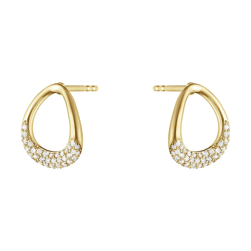 Georg Jensen Offspring 18ct Yellow Gold Diamond Pave Earrings - Gold