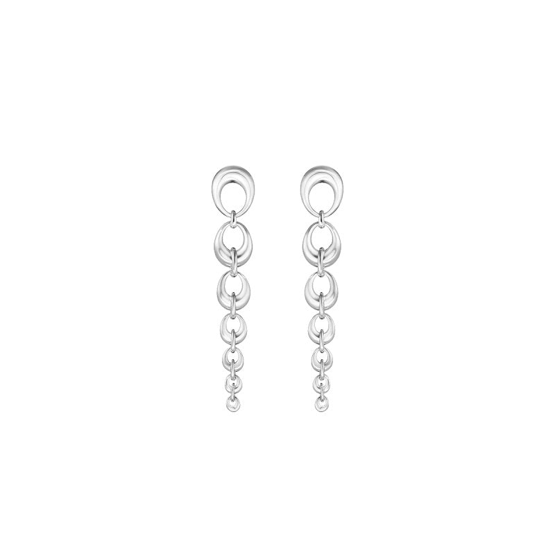 Georg Jensen Offspring Sterling Silver Graduated Link Drop Earrings D - Silver