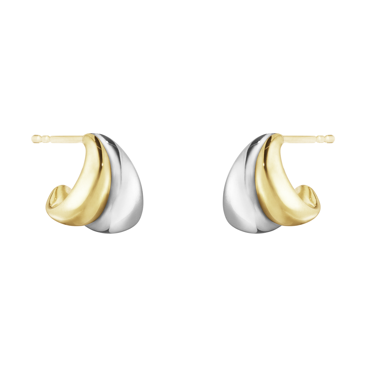 Georg Jensen Curve Sterling Silver 18ct Yellow Gold Small Hoop Earrings