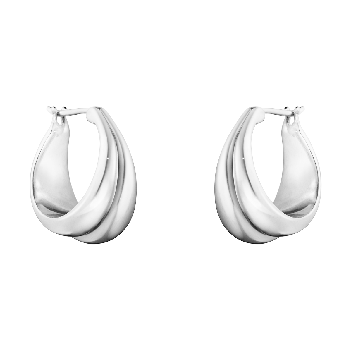 Georg Jensen Curve Sterling Silver Hoop Earrings