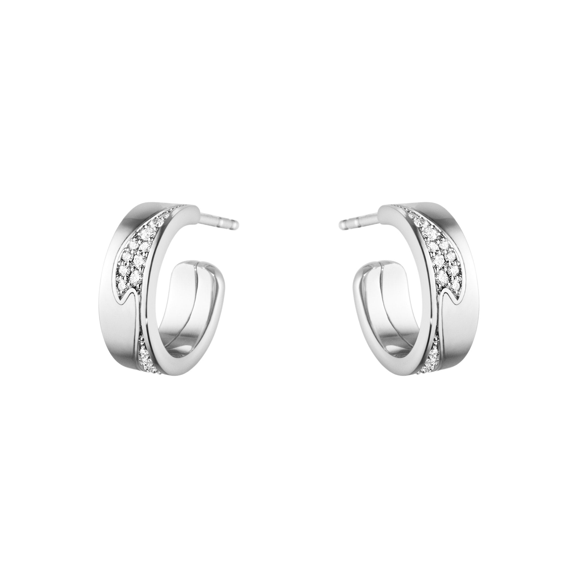 Georg Jensen Fusion 18ct White Gold 0.18ct Diamond Hoop Earrings - White Gold