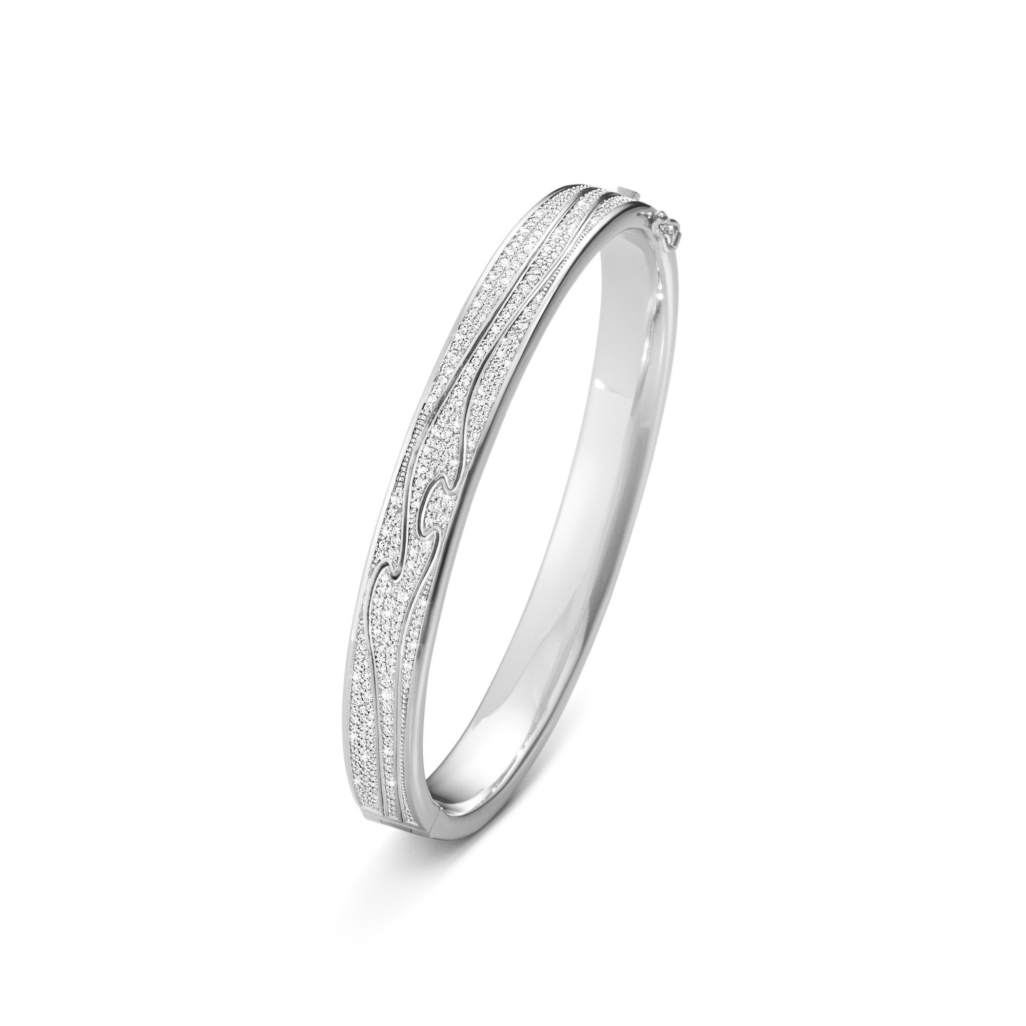 Georg Jensen Fusion 18ct White Gold 2.12ct Diamond Bangle - M