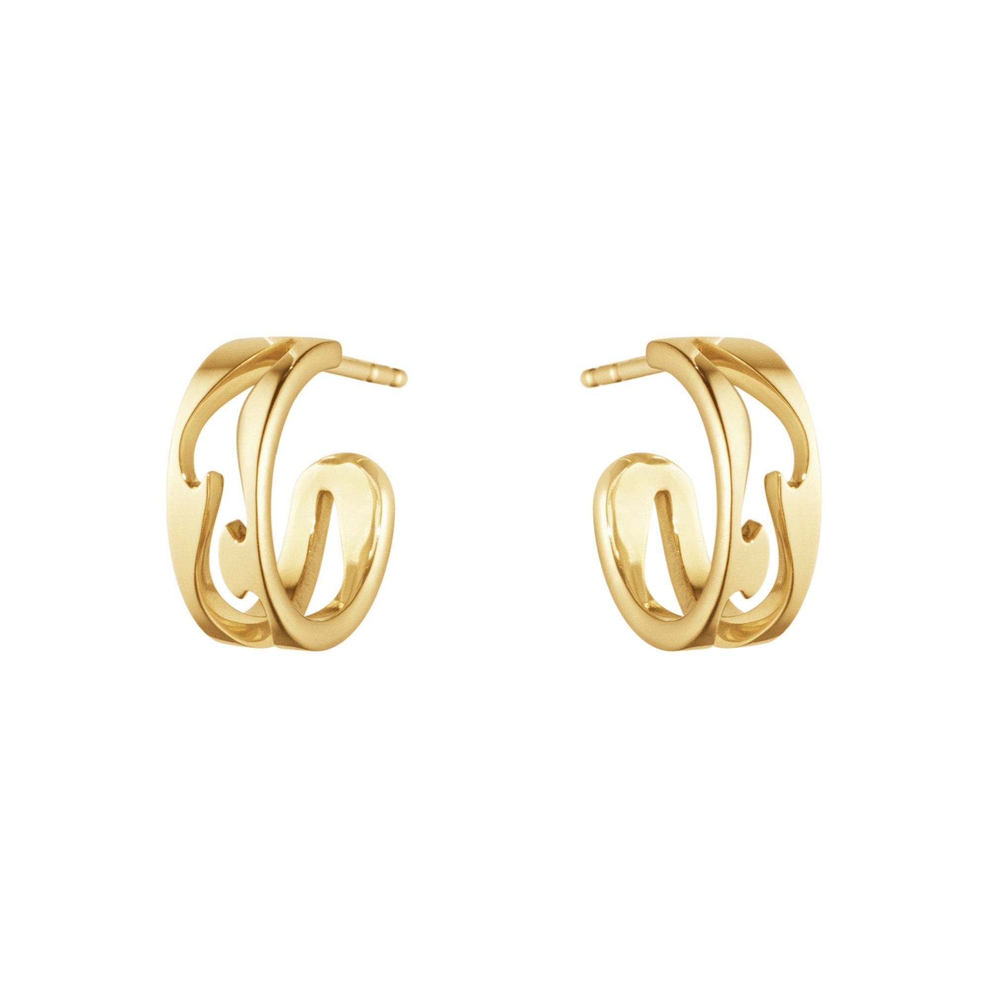 Georg Jensen Fusion 18ct Yellow Gold Open Hoop Earrings - Yellow Gold
