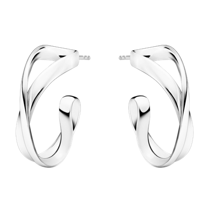 Georg Jensen Small Infinity Sterling Silver Hoop Stud Earrings - Silver
