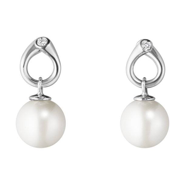 Georg Jensen Magic 18ct White Gold Diamond Pearl Earrings - TITLE White Gold