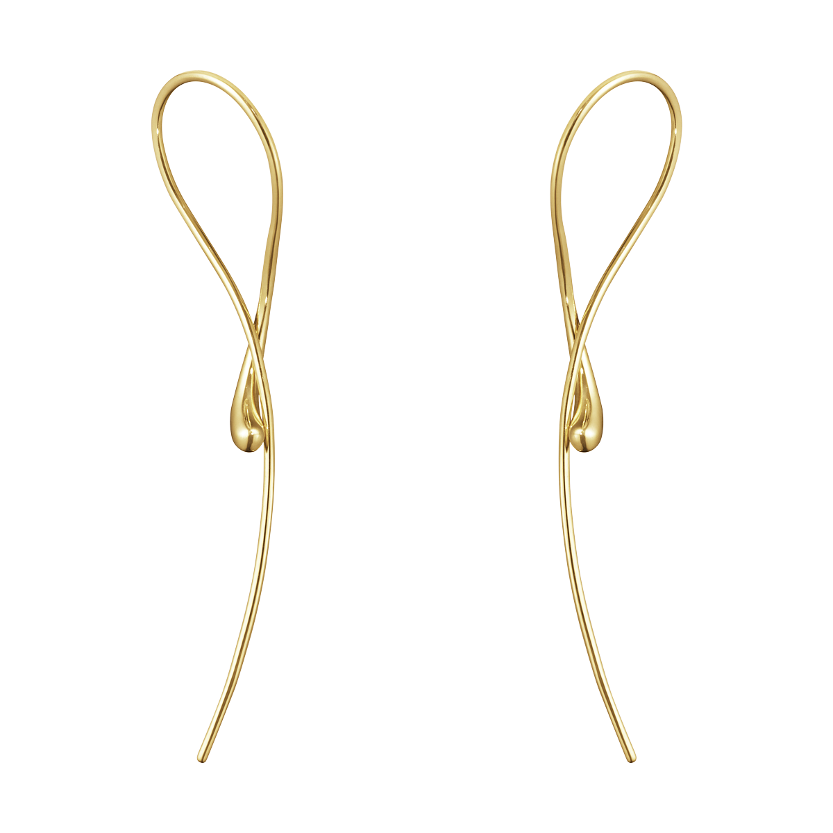 Georg Jensen Mercy 18ct Yellow Gold Twisted Long Drop Earrings