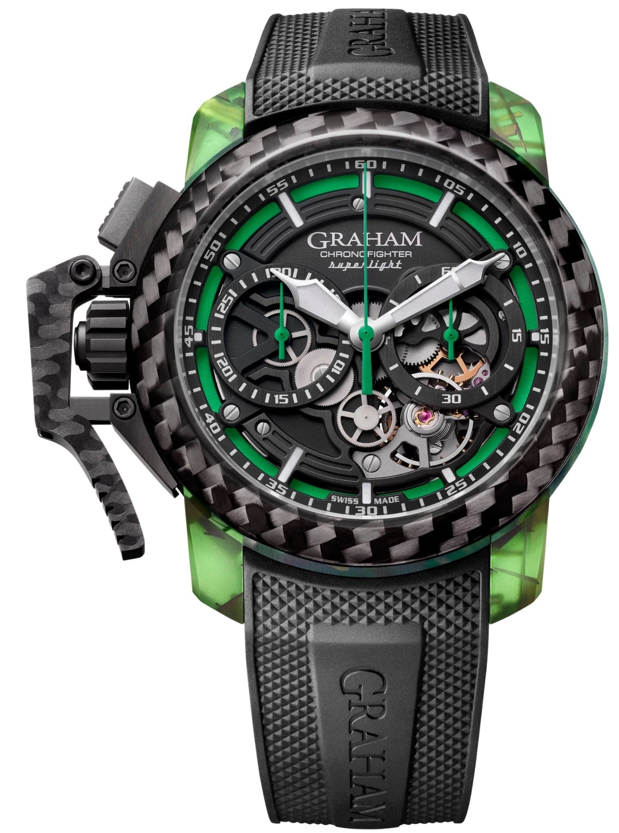 Graham Watch Chronofighter Superlight Carbon Strip Skeleton Green - Black