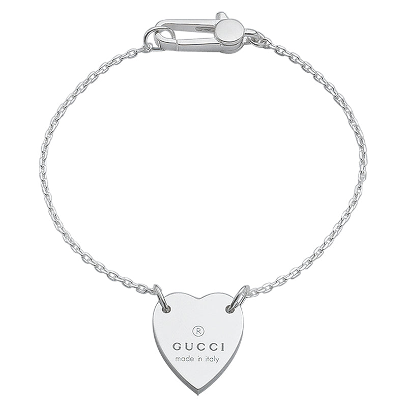 Gucci Trademark Sterling Silver Heart Bracelet - 15cm
