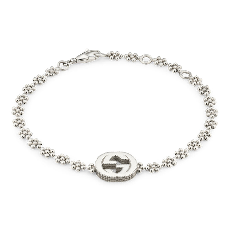 Gucci Interlocking Motif Sterling Silver Bracelet