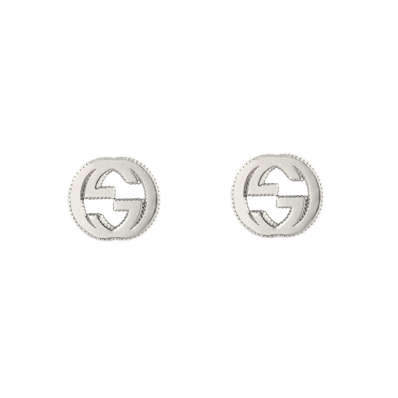 Gucci Interlocking Motif Sterling Silver Stud Earrings