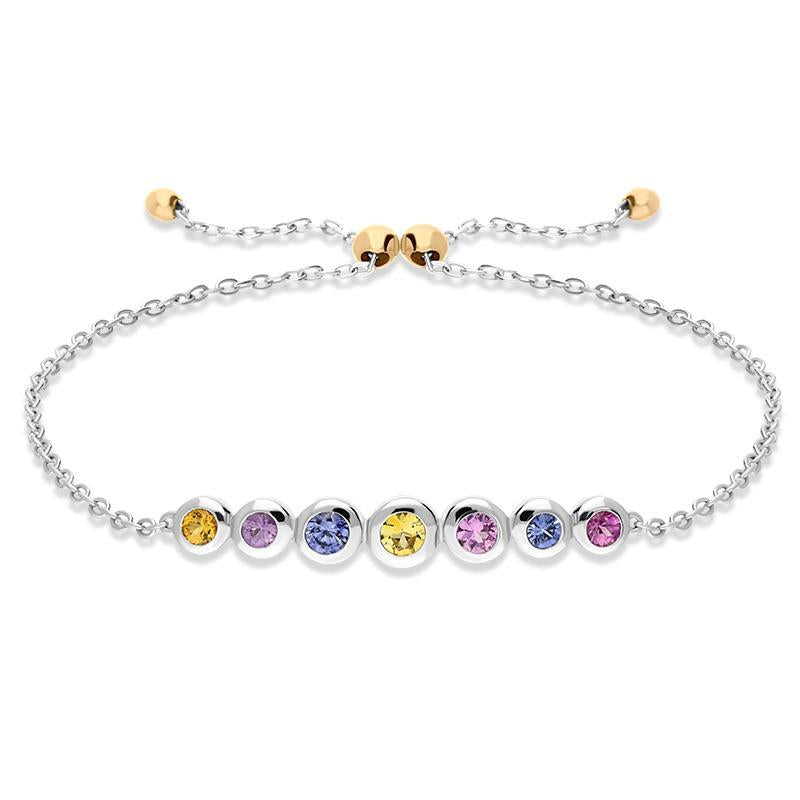 Hans D. Krieger 18ct White Gold Mixed Sapphire Bar Bracelet