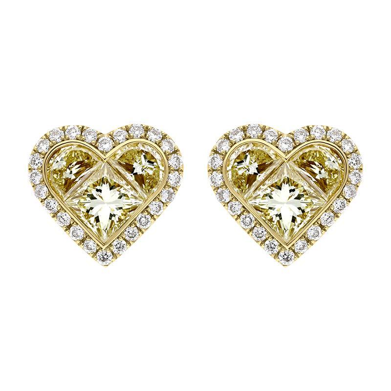 Hans D. Krieger 18ct Yellow Gold 1.19ct Diamond Heart Stud Earrings