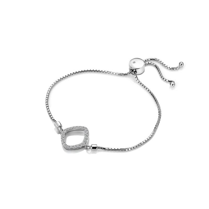 Hot Diamonds Behold Sterling Silver White Topaz Statement Bracelet D - Silver