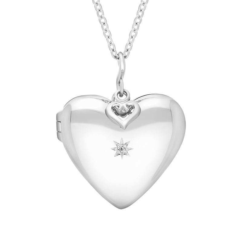 Hot Diamonds Just Add Love Sterling Silver Starry Heart Locket - TITLE Silver
