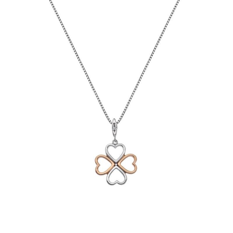 Hot Diamonds Lucky In Love Sterling Silver Rose Gold Plated Pendant D