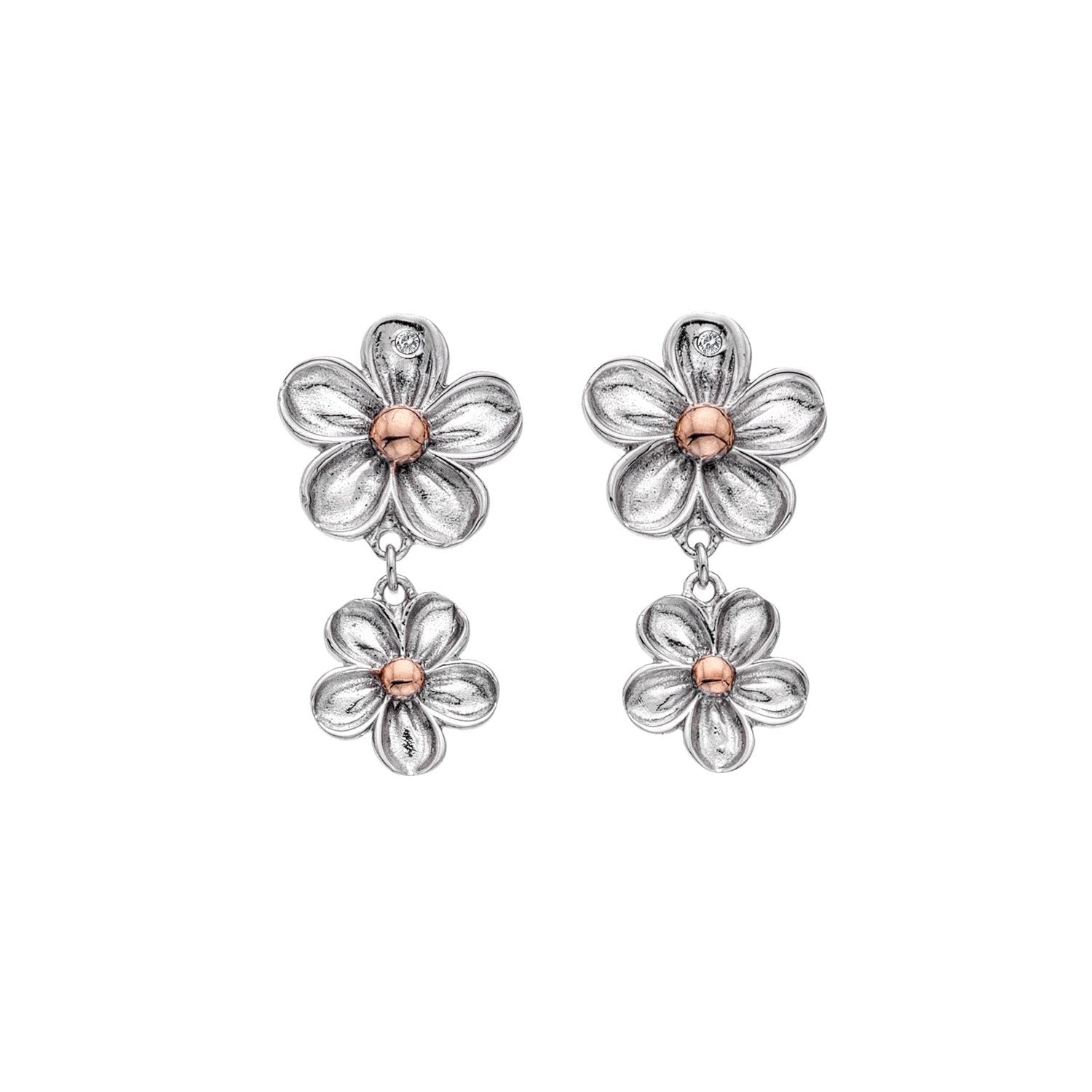 Hot Diamonds Forget Me Not Flower Drop Earrings - Silver
