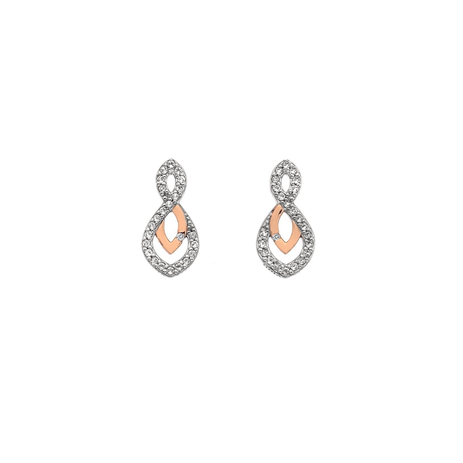 Hot Diamonds Harmony White Topaz Rose Gold Plated Earrings D - Silver