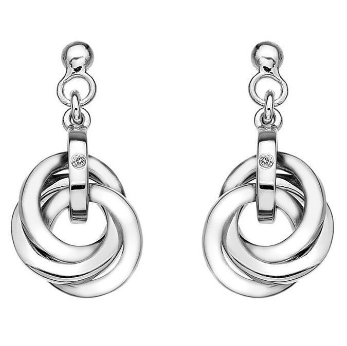 Hot Diamonds Trio Sterling Silver Diamond Circle Drop Earrings - Silver