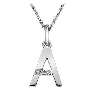 Hot Diamonds Sterling Silver Micro 'A' Necklace - TITLE Silver