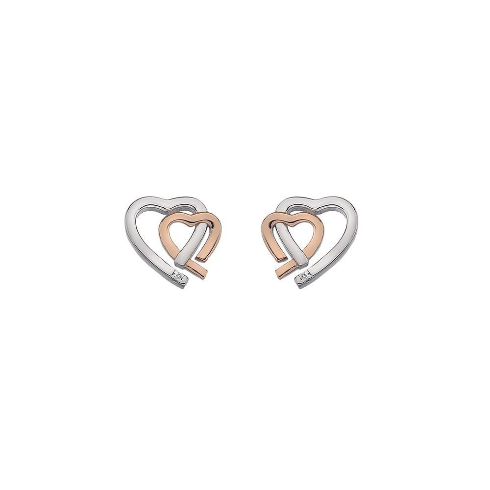 Hot Diamonds Sterling Silver Rose Gold Plated Heart Earrings - Silver