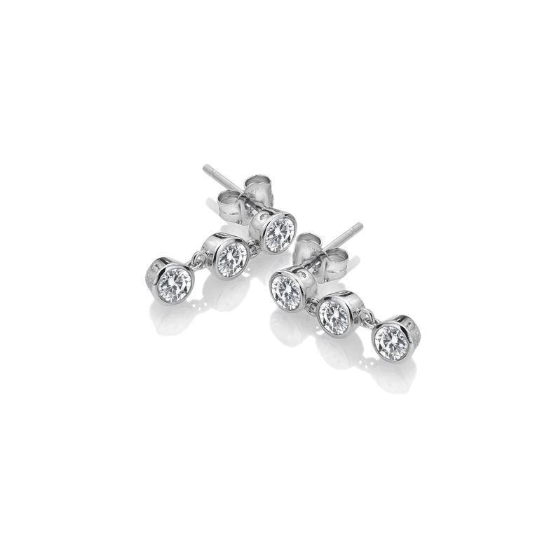 Hot Diamonds Tender Triple Drop White Topaz Earrings - Silver