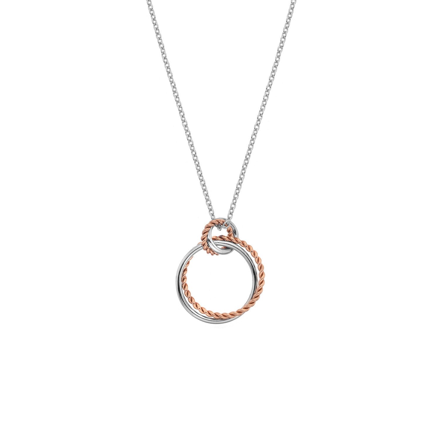 Hot Diamonds Unity Circle Sterling Silver Rose Gold Plated Necklace D - Silver