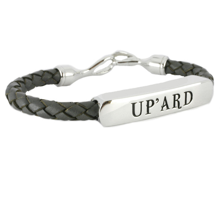 Shrovetide Sterling Silver Leather Up'ard Grey Bracelet D - Silver