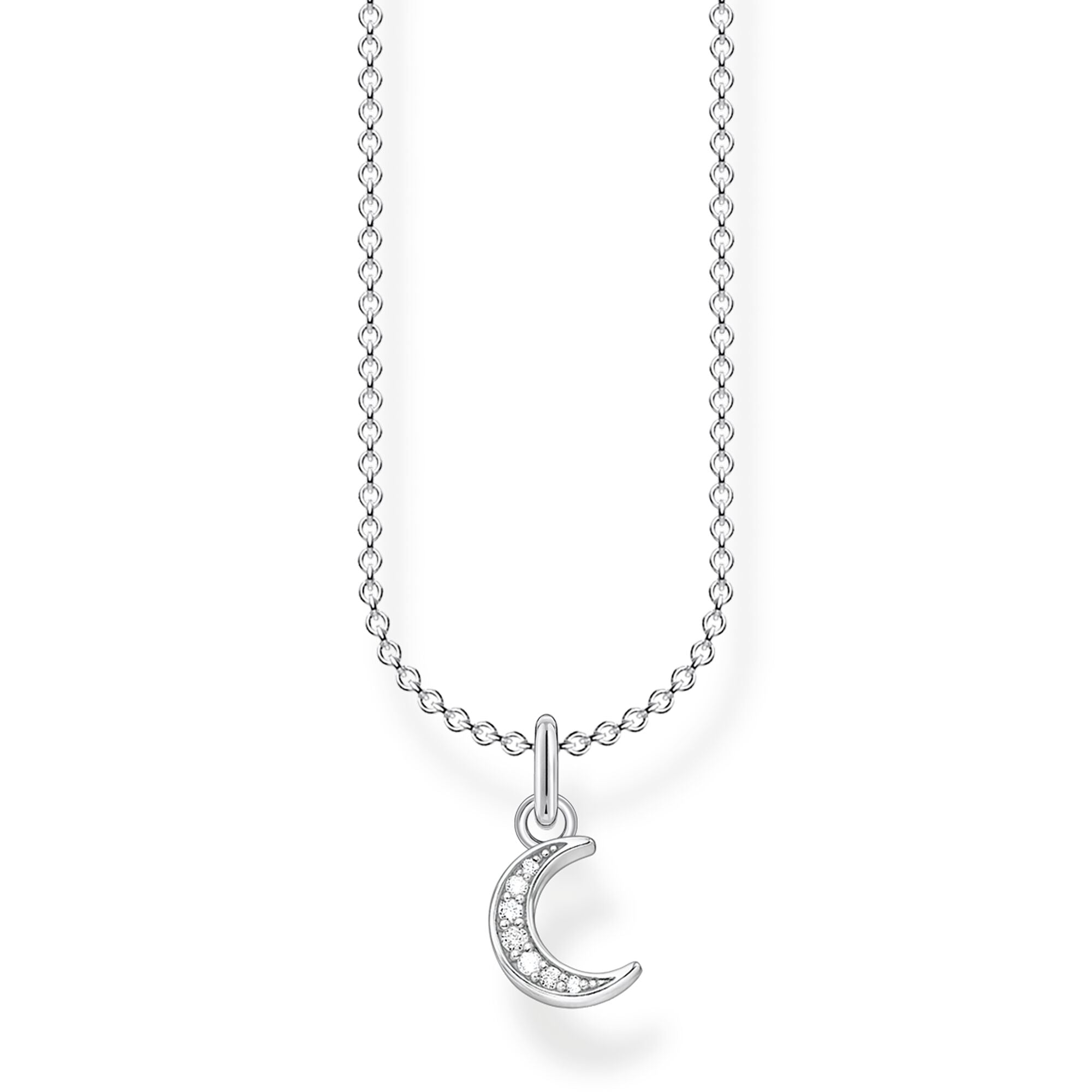 Thomas Sabo Charm Club Sterling Silver Pave Moon Necklace - Silver