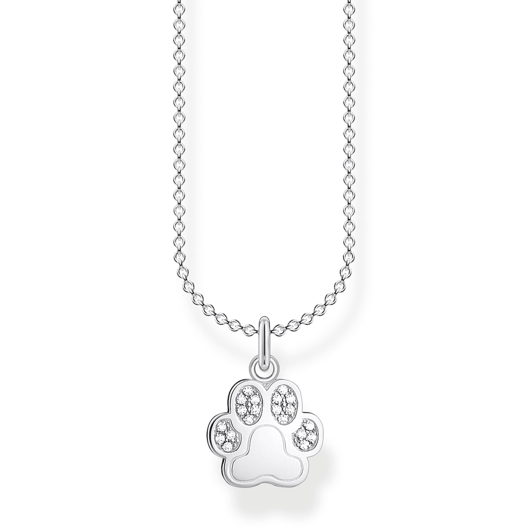 Thomas Sabo Charm Club Sterling Silver Paw Print Necklace - Silver