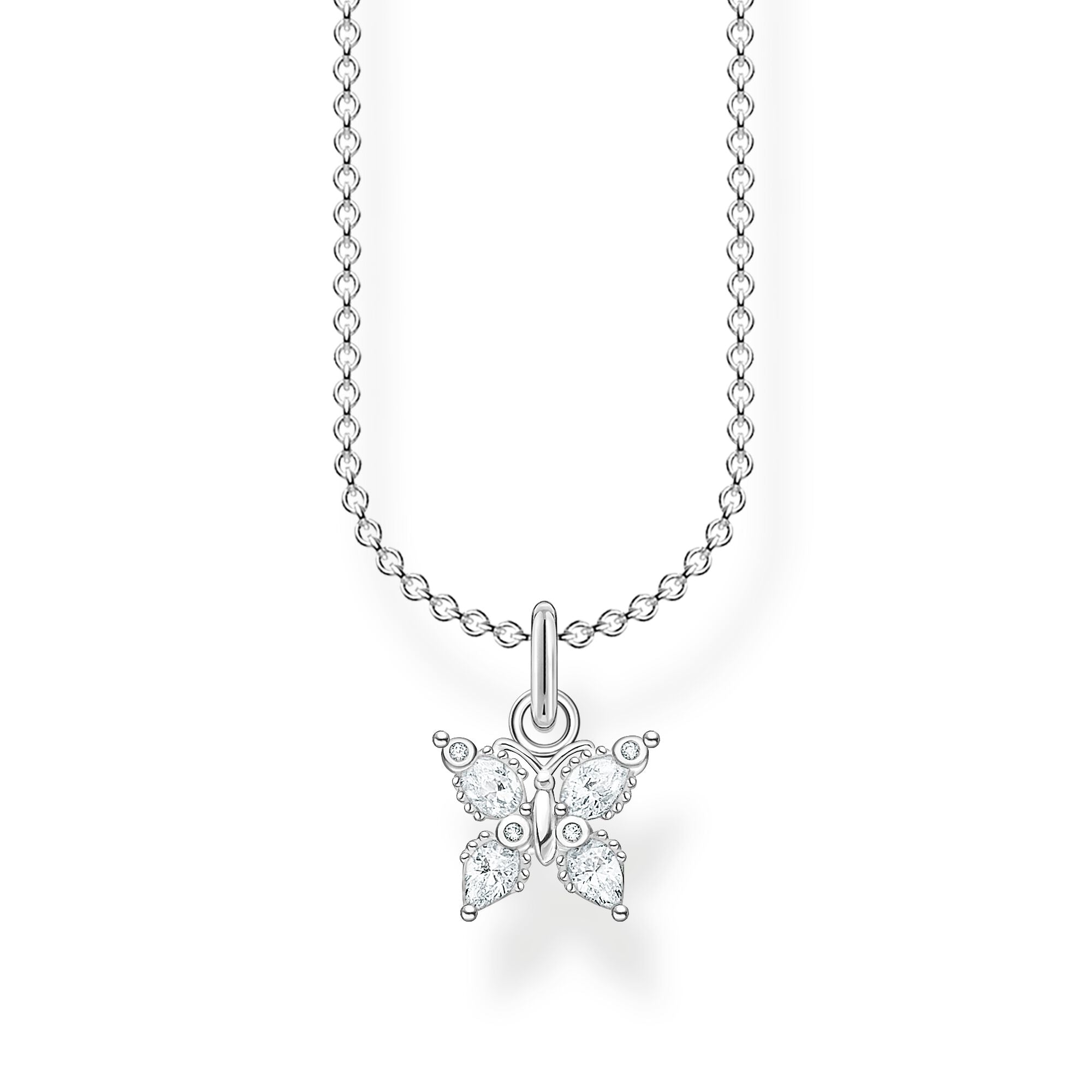 Thomas Sabo Charm Club Sterling Silver White Zirconia Butterfly Necklace - Silver