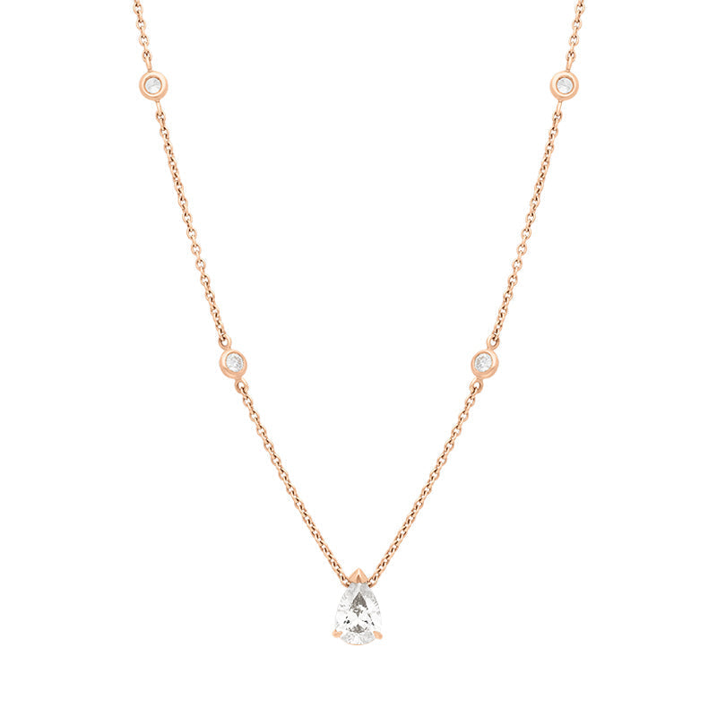 Hans D Krieger 18ct Rose Gold 0.90ct Diamond Pear Cut Necklace - Option1 Value Rose Gold