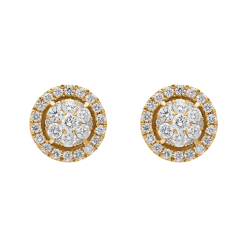 Hans D Krieger 18ct Rose Gold 0.49ct Diamond Cluster Round Stud Earrings - Gold