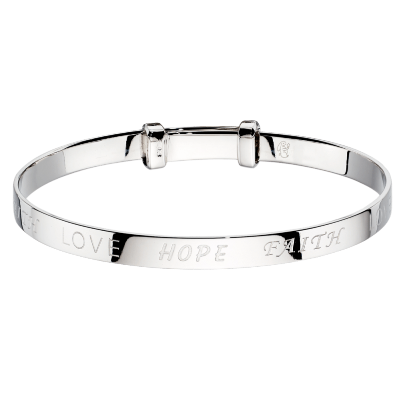 Little Star Sterling Silver Faith Baby Bangle - Silver