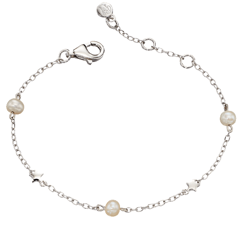 Little Star Sterling Silver Freshwater Pearl Anja Bracelet - Silver