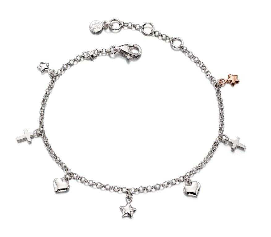 Little Star Athena Sterling Silver with Rose Gold Plated Star Bracelet - Silver