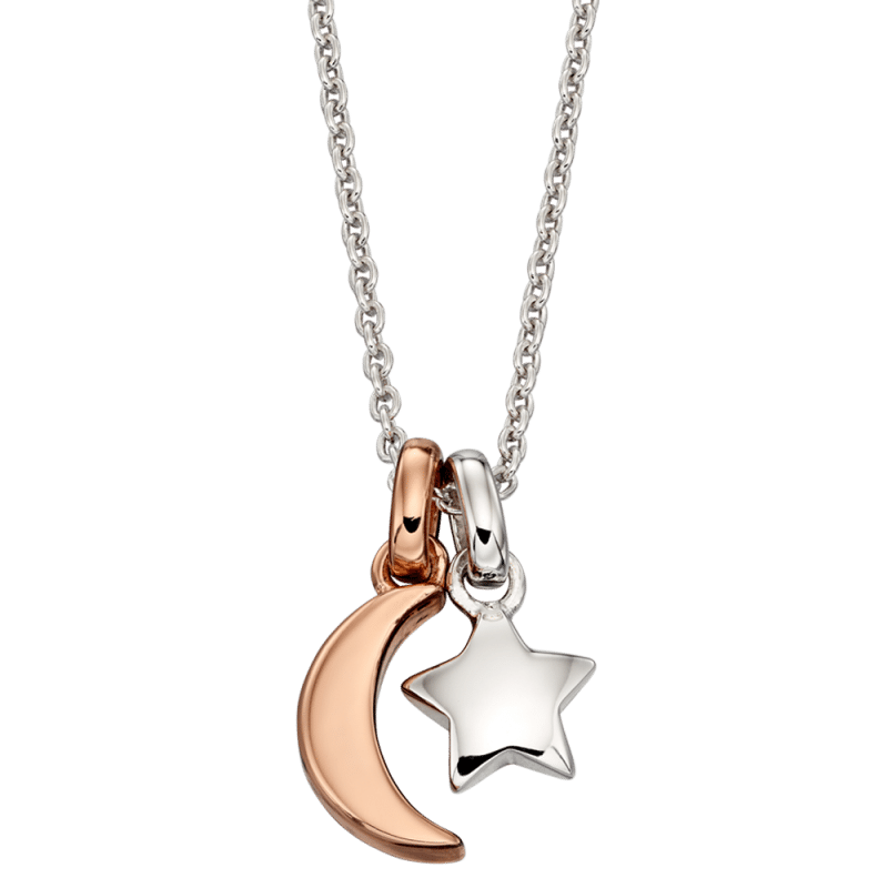 Little Star Collette Sterling Silver Star & Moon Necklace - Silver