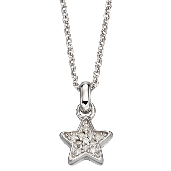Little Star Cosmo Pave Sterling Silver Diamond Star Necklace - Silver