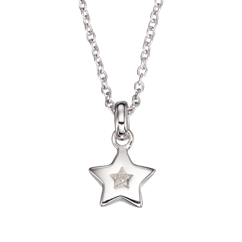 Little Star Kirsty Sterling Silver Diamond Star Necklace - Silver