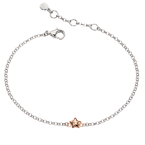 Little Star Sterling Silver and Rose Gold Rose Bracelet - Silver