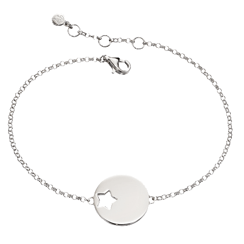 Little Star Sterling Silver Star Disc Zoe Bracelet - Silver