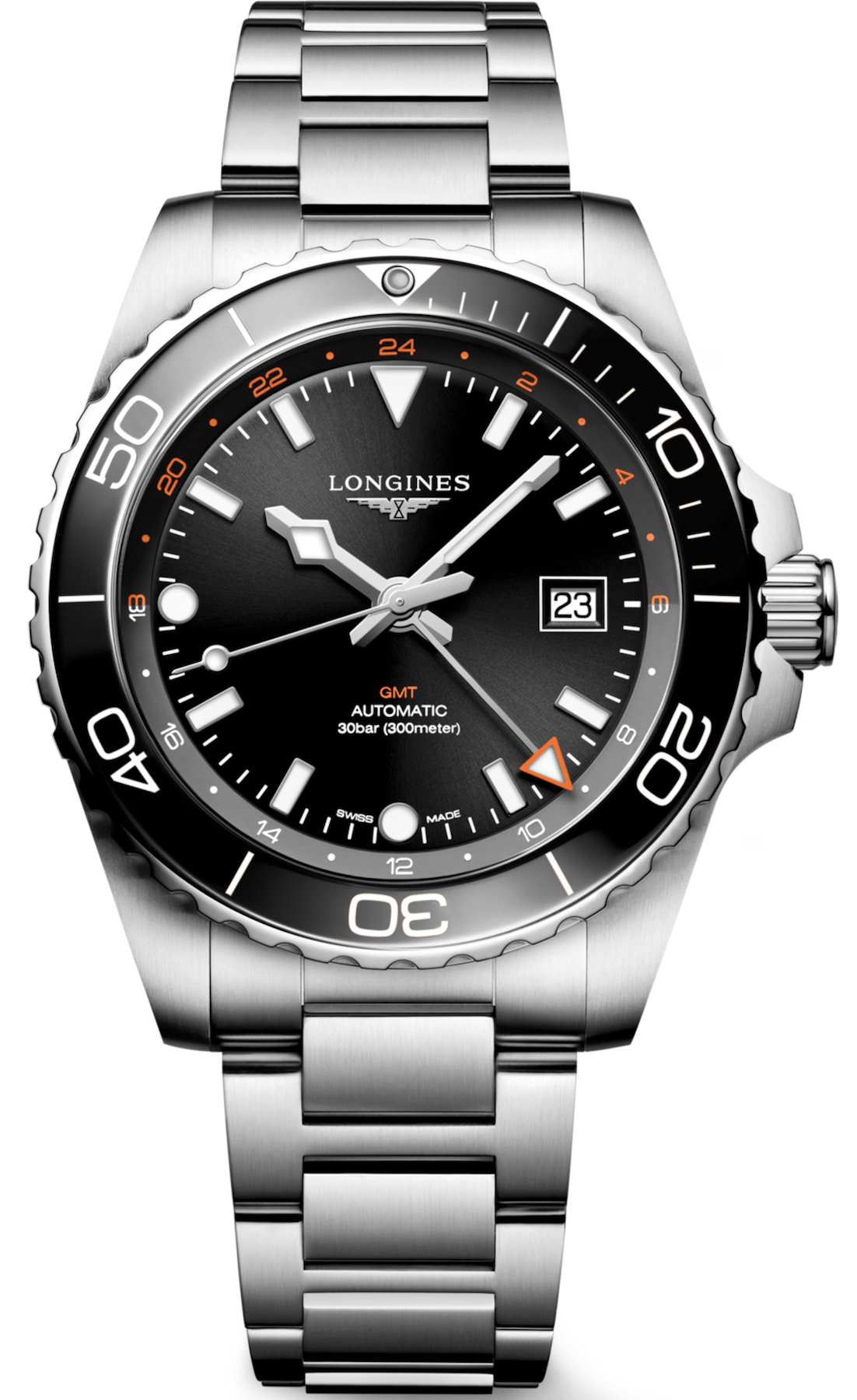 Longines Watch Hydroconquest GMT Sunray Black Bracelet